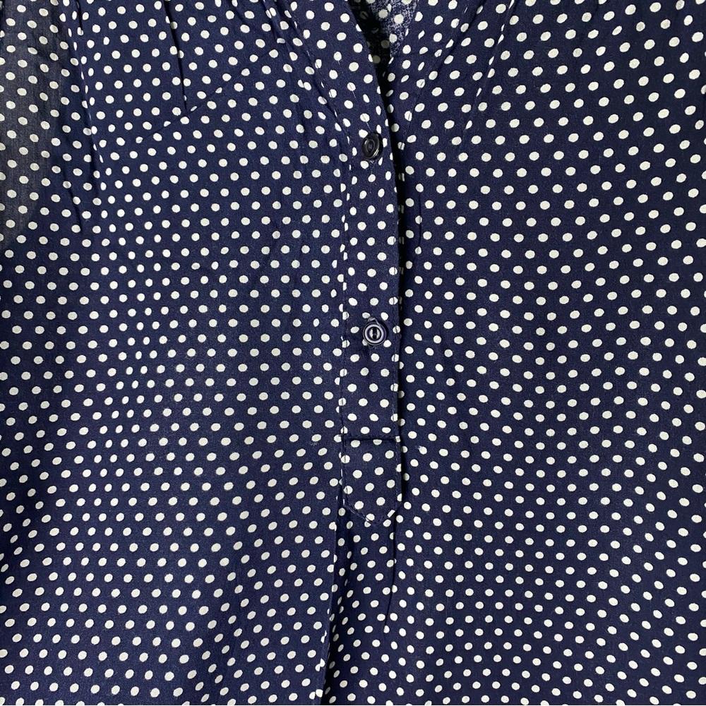 Fun2Fun Navy Polka Dot Blouse Small Sleeveless Rayon Retro Classic Top - Picture 7 of 8